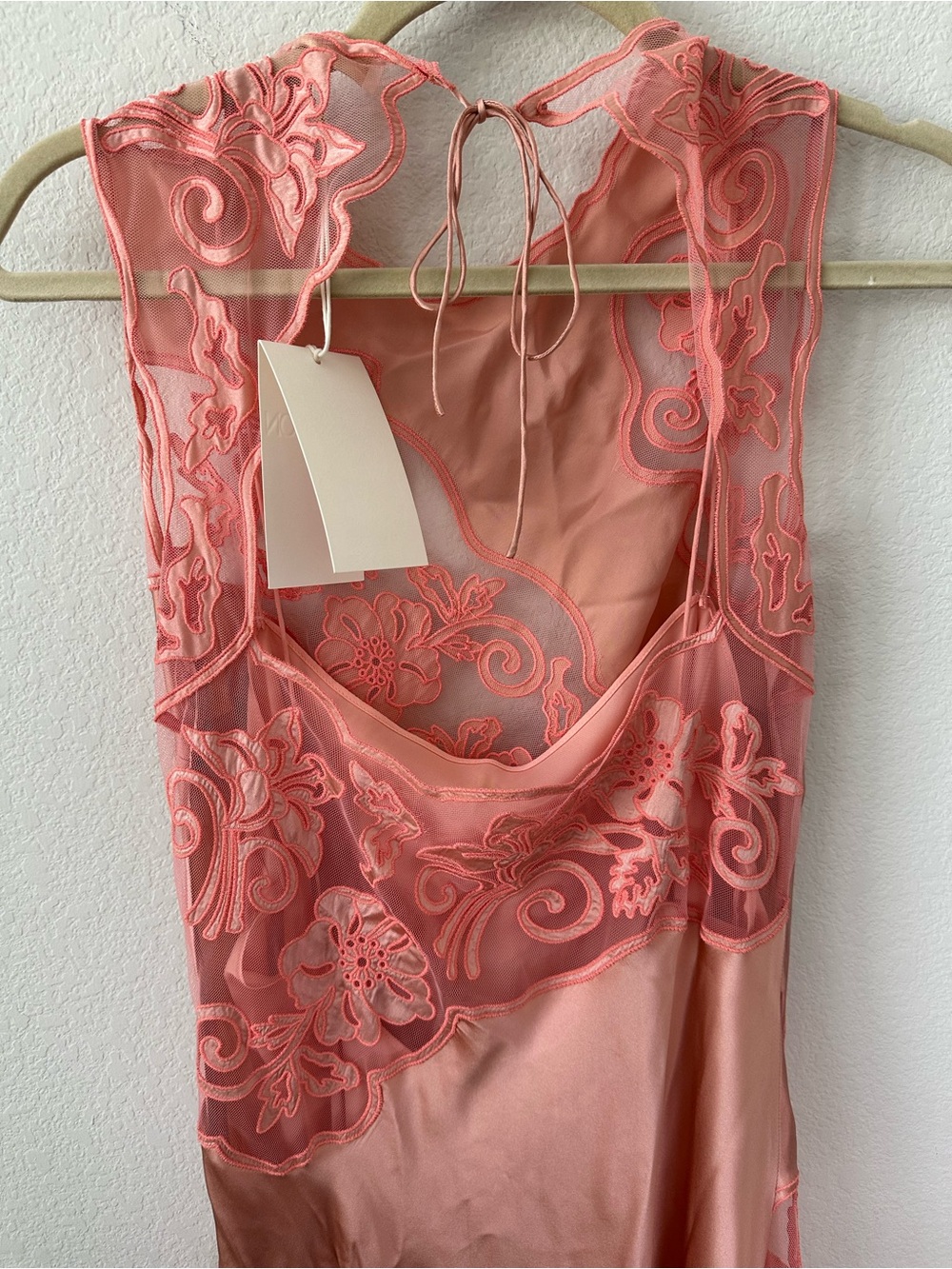 ULLA JOHNSON Kaia Open-Back Asymmetric Lace Silk Midi Pink Dress SZ US 6 NWT - Picture 9 of 10